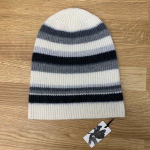 NWT RIBBED CASHMERE BEANIE STRIPE PATTERN UNISEX